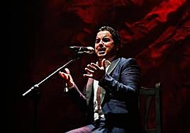 Pablo Moreno, durante su actuación este jueves en las semifinales del Cante de las Minas.