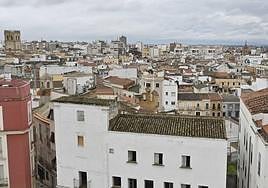 Casco urbano de Badajoz, visto desde la Alcazaba.