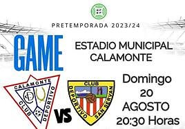 El CD Calamonte recibe al CD San Serván para un nuevo amistoso de pretemporada