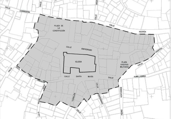 Plano de delimitación del monumento y su entorno de protección.