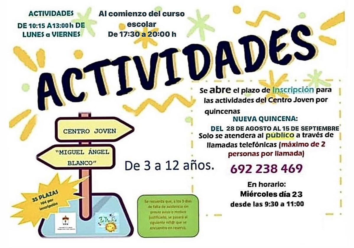 Inscripciones para la nueva quincena de actividades del Centro Joven