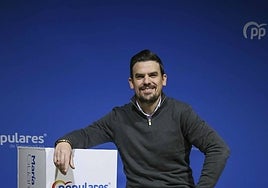 Santiago Amaro, en la sede regional del PP de Mérida en enero pasado cuando fue presentado como candidato a la alcaldía emeritense.