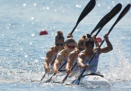 La embarcación española del K4-500 que se ha colgado el bronce este viernes.