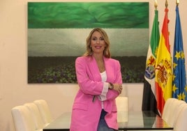 María Guardiola, en la sede de la Presidencia de Extremadura.