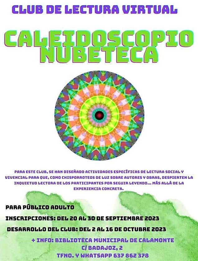 La Biblioteca Municipal de Calamonte participará en el Club de Lectura Caleidoscopio Nubeteca