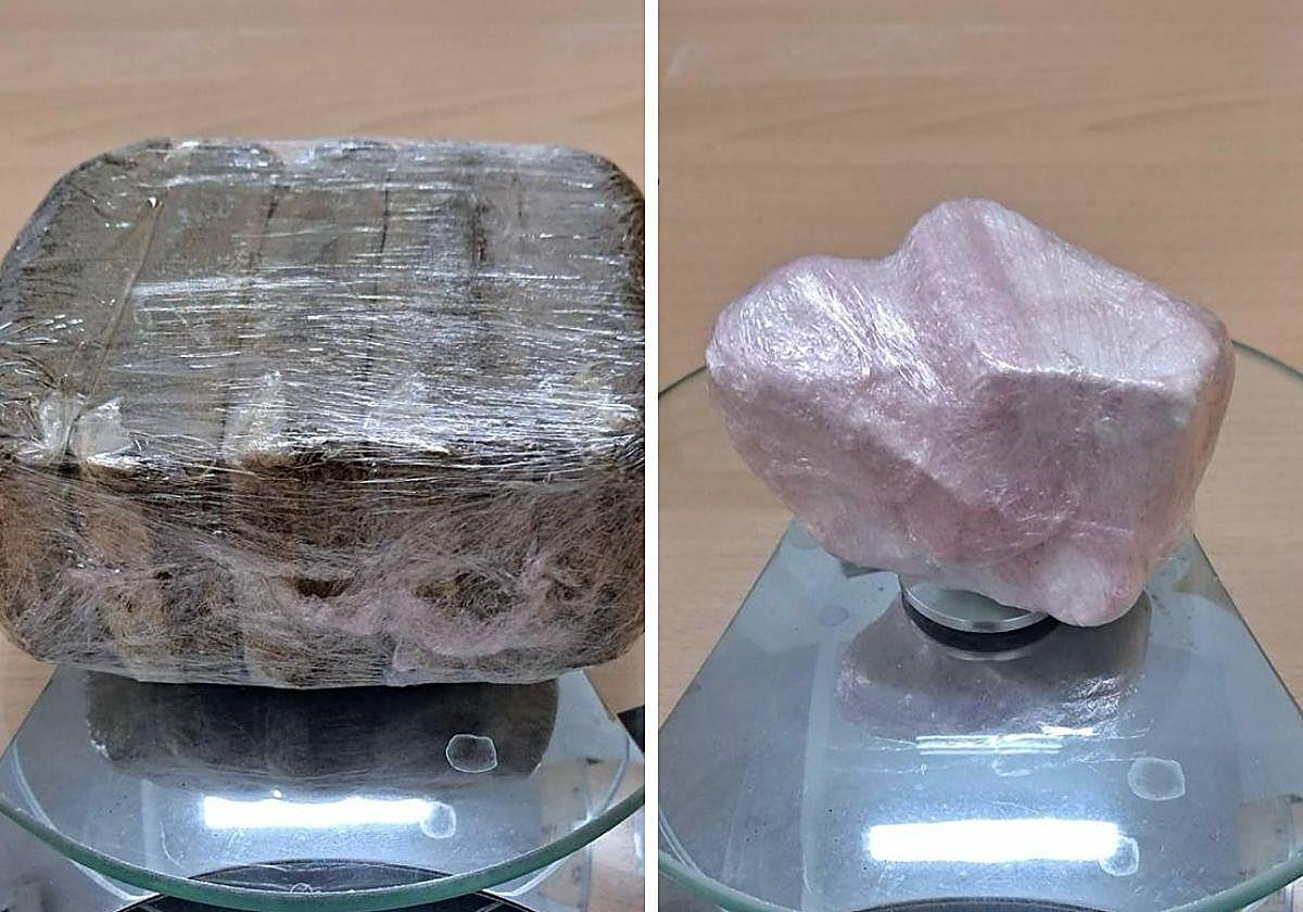 Polen de hachís y cocaína intervenidos por la Guardia Civil de Cáceres.