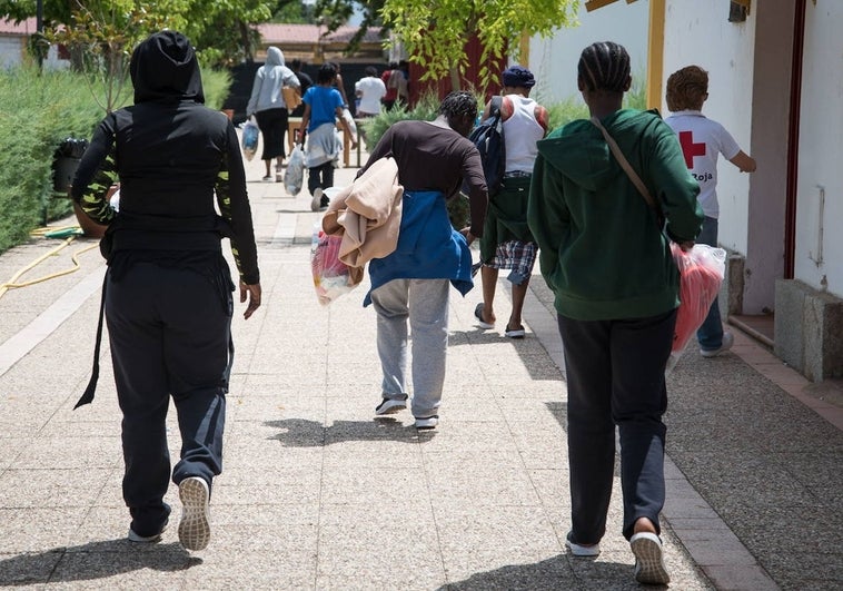 Inmigrantes en el albergue de Mérida durante la crisis migratoria de 2018.