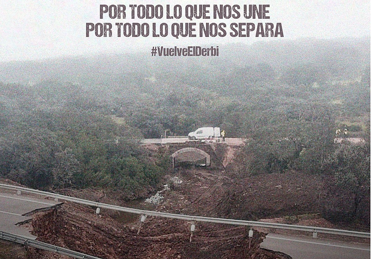 Cartel publicado por el Badajoz de cara al derbi ante el Cacereño.