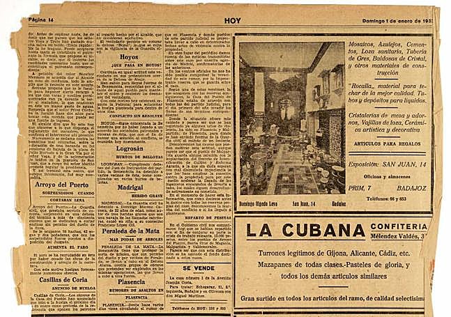 Anuncio de La Cubana en la página 14 del primer número de HOY.