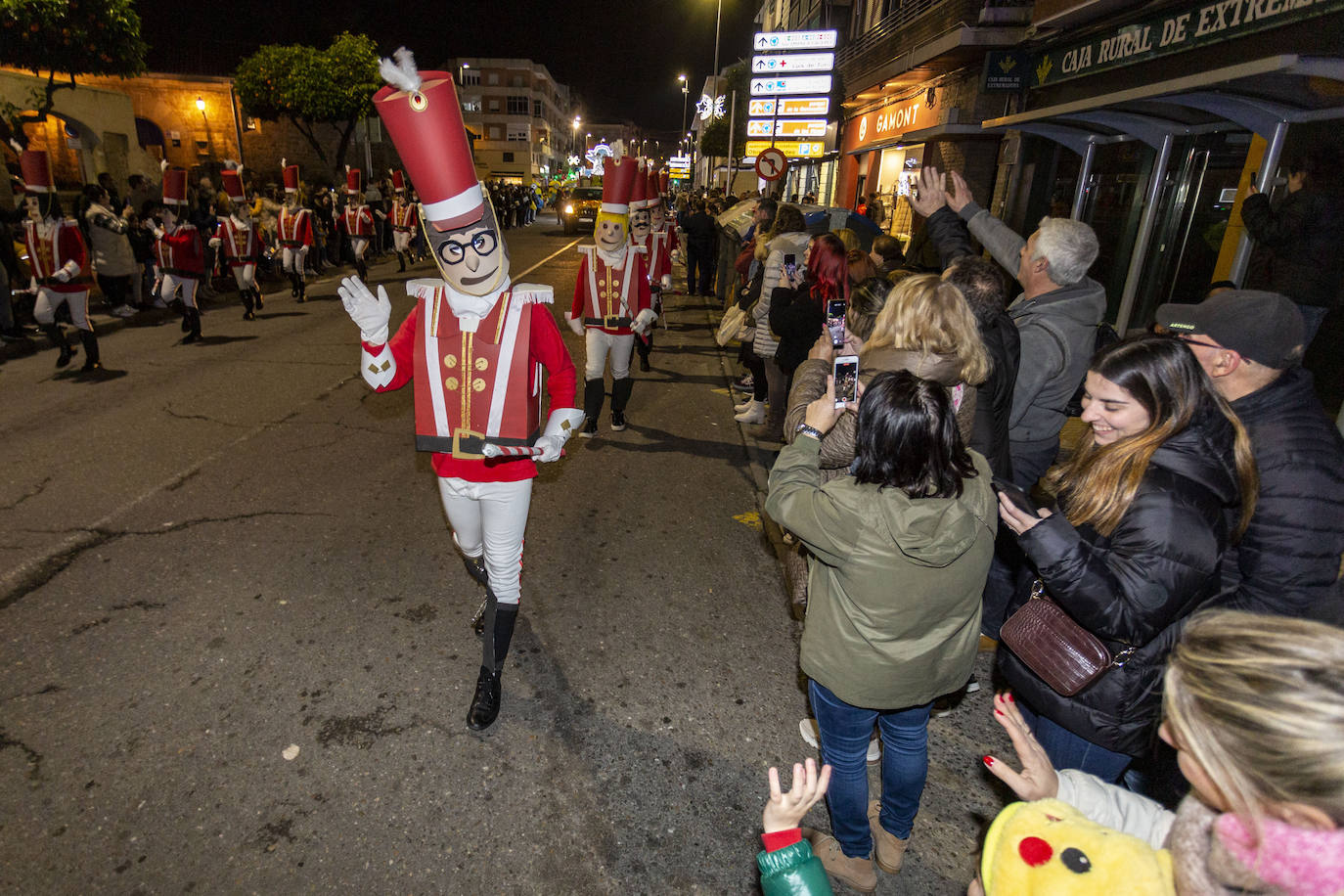 Melchor, Gaspar y Baltasar en la Plaza Mayor de Plasencia. 