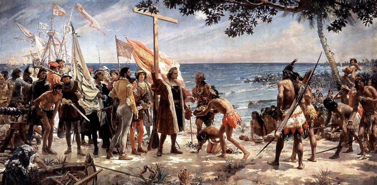 El famoso cuadro de José Garnelo ‘Primer homenaje a Cristóbal Colón’.