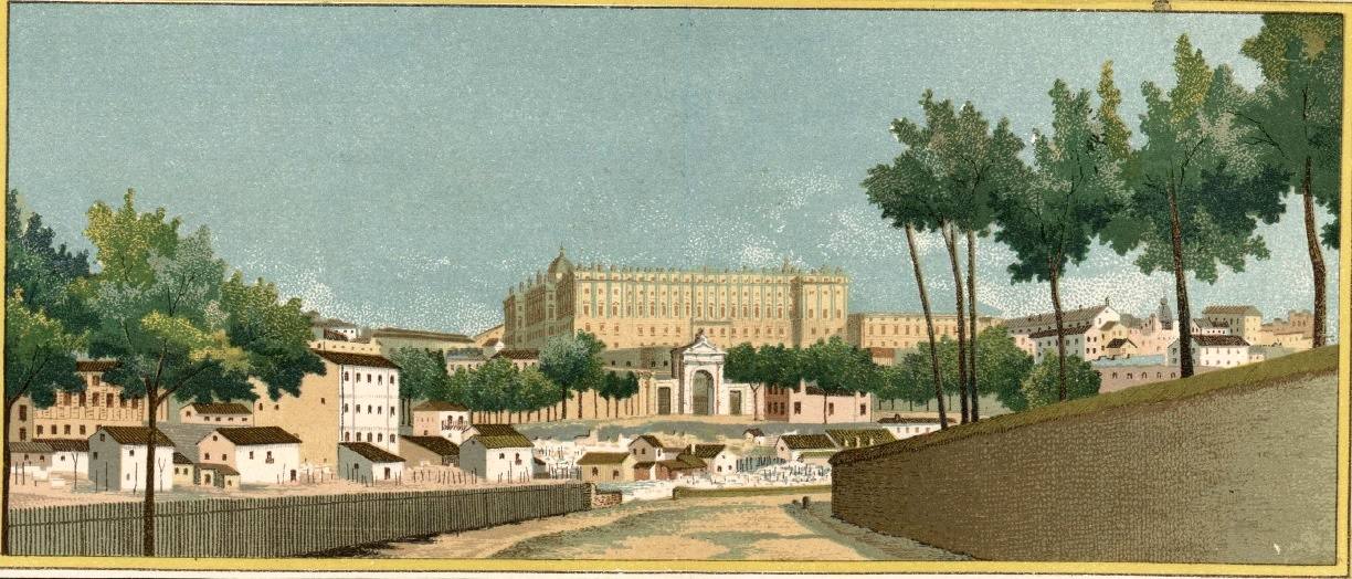 Cromolitografía de Madrid del atlas de Francisco Boronat.