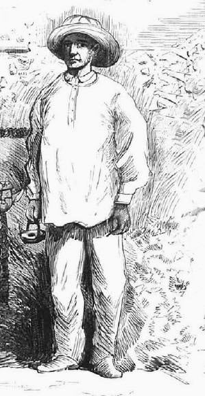 Minero de Cáceres con su traje de trabajo y su lámpara.