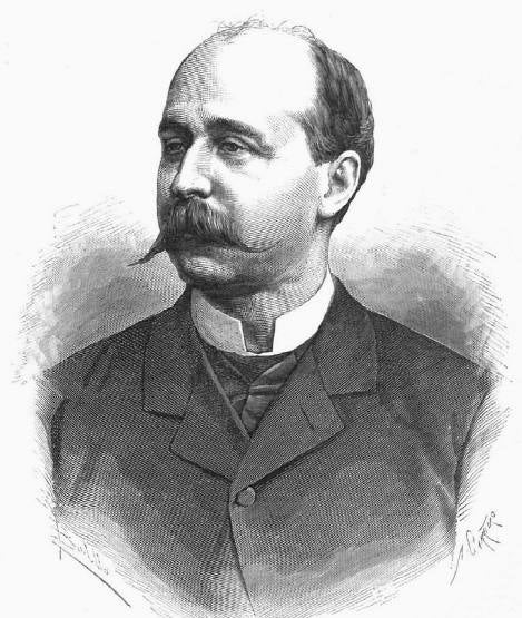 Retrato de Segismundo Moret en noviembre de 1881. Él fue quien potenció que se construyera cuanto antes el tren directo Madrid-Lisboa pasando por Cáceres, para que mejorar la comercialización del fosfato extraído aquí.