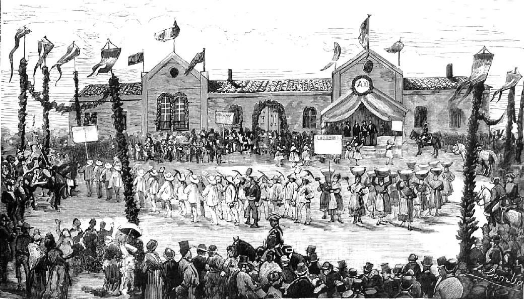 El 9 de octubre, antes de la comida en Aldea Moret, los 500 trabajadores de las minas desfilaron delante de Alfonso XII.