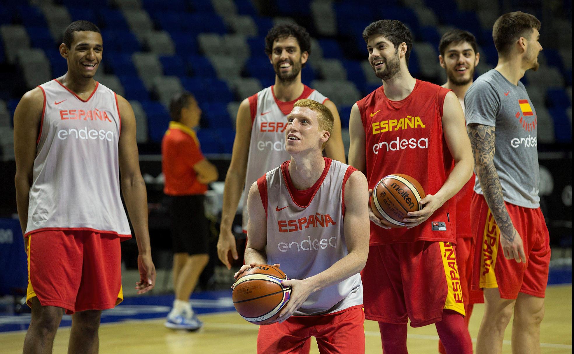 Alberto Díaz, base de la selección española de baloncesto, durante un entrenamiento. 