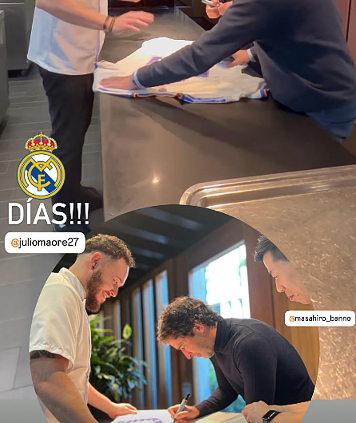 Imagen secundaria 2 - Raúl González en el restaurante Atrio con Toño Pérez y miembros de su equipo.