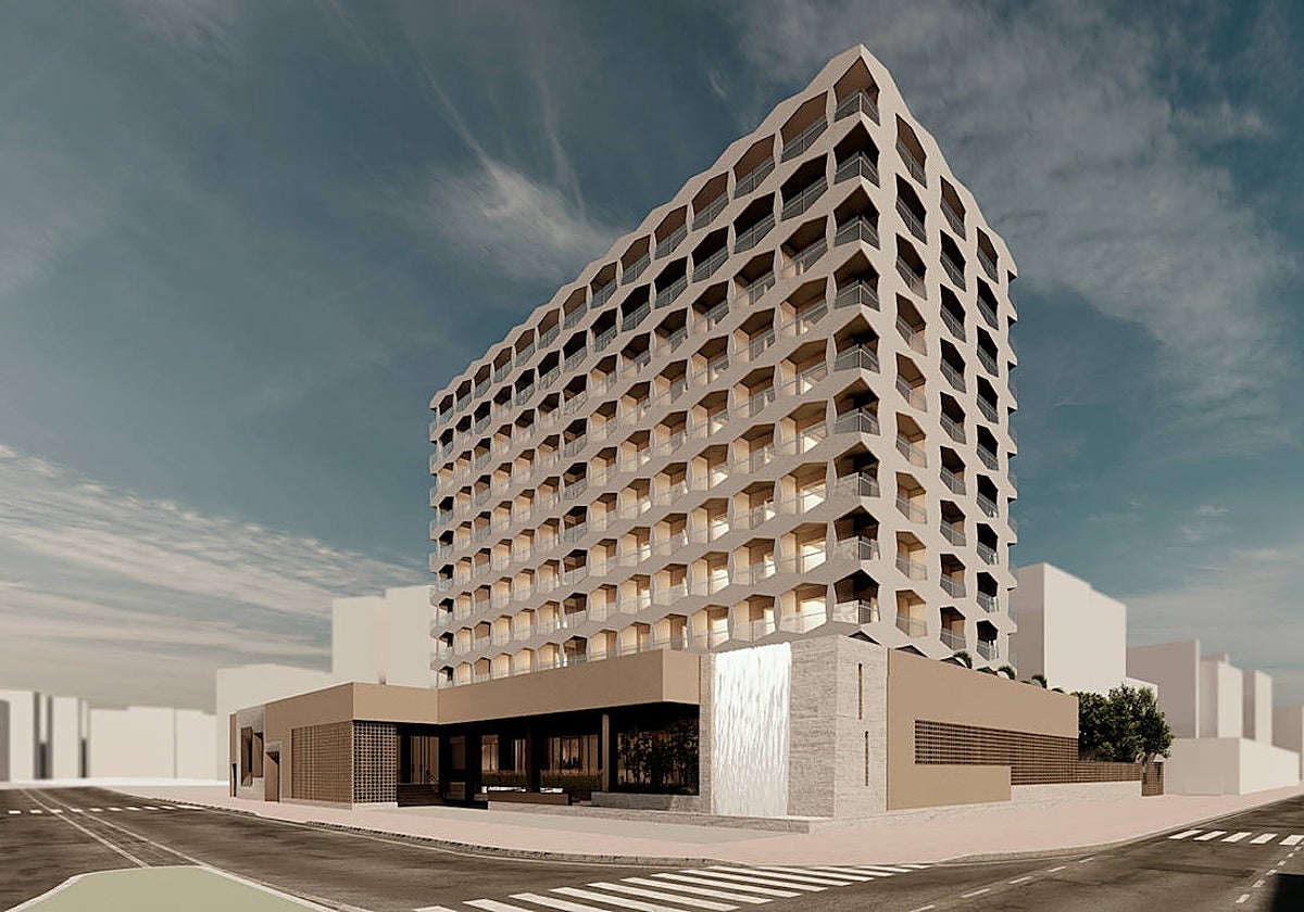 Reproducción de cómo quedará el Hotel Lisboa cuando termine su reconstrucción.