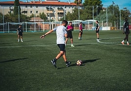 Entrenamiento del Montijo esta semana.