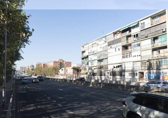 La Autovía de Extremadura, a su paso por el barrio de Batán.