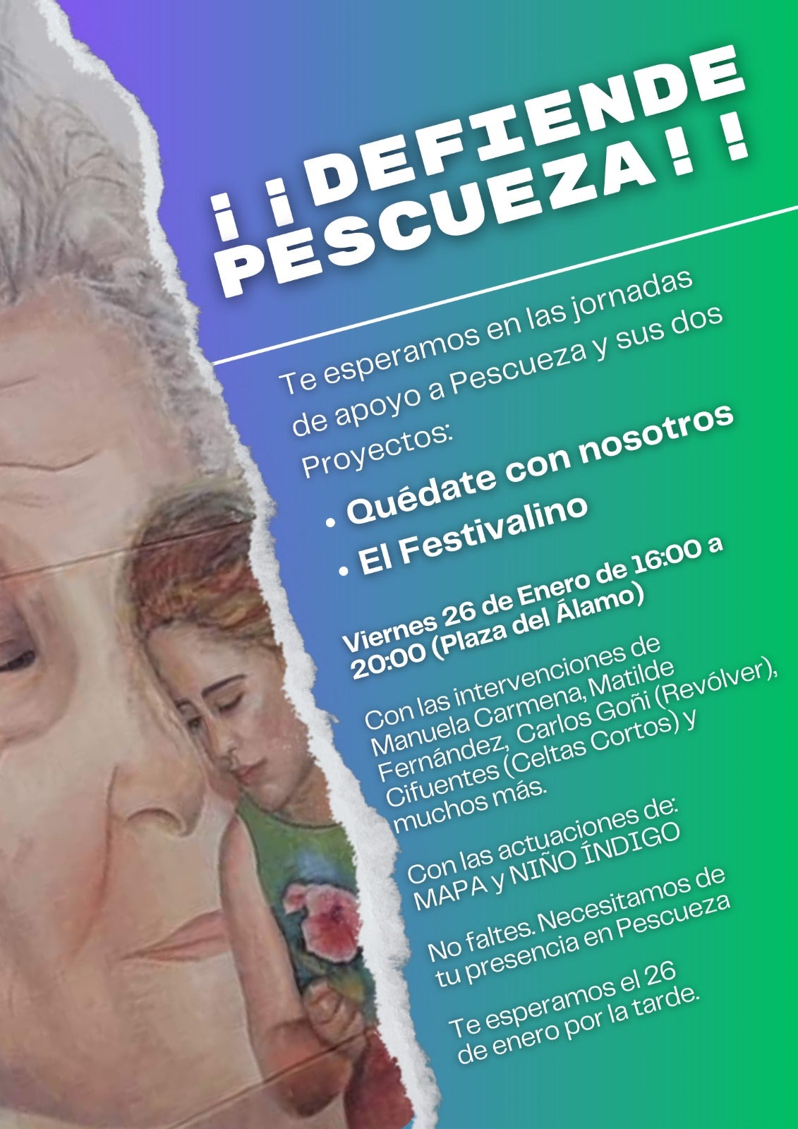 Cartel de un acto reciente de apoyo a Pescueza.