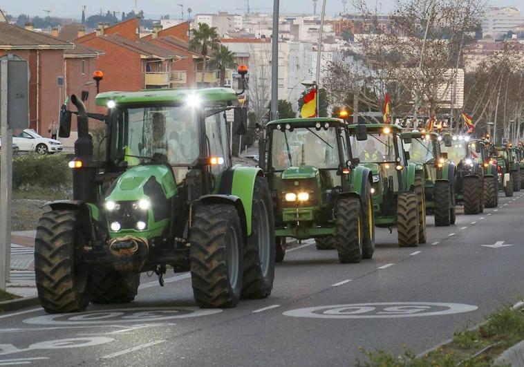 Protesta de agricultores en la autovía A-66, a la altura de Almendralejo. En vídeo, protesta en la A-5, en Badajoz