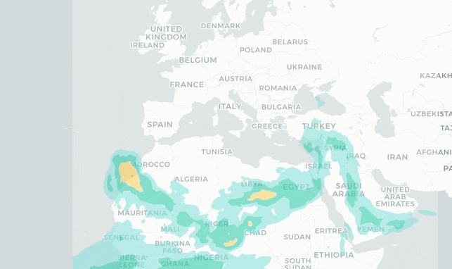 Predicciones de polvo mineral atmosférico.