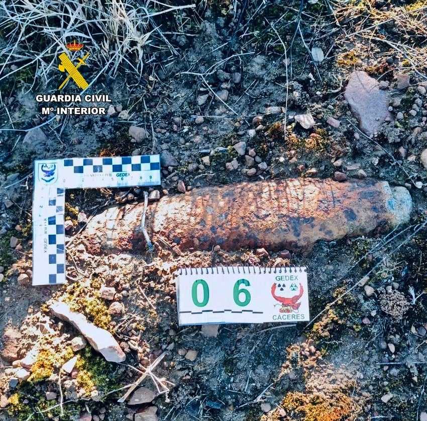 Imagen del proyectil desactivado.