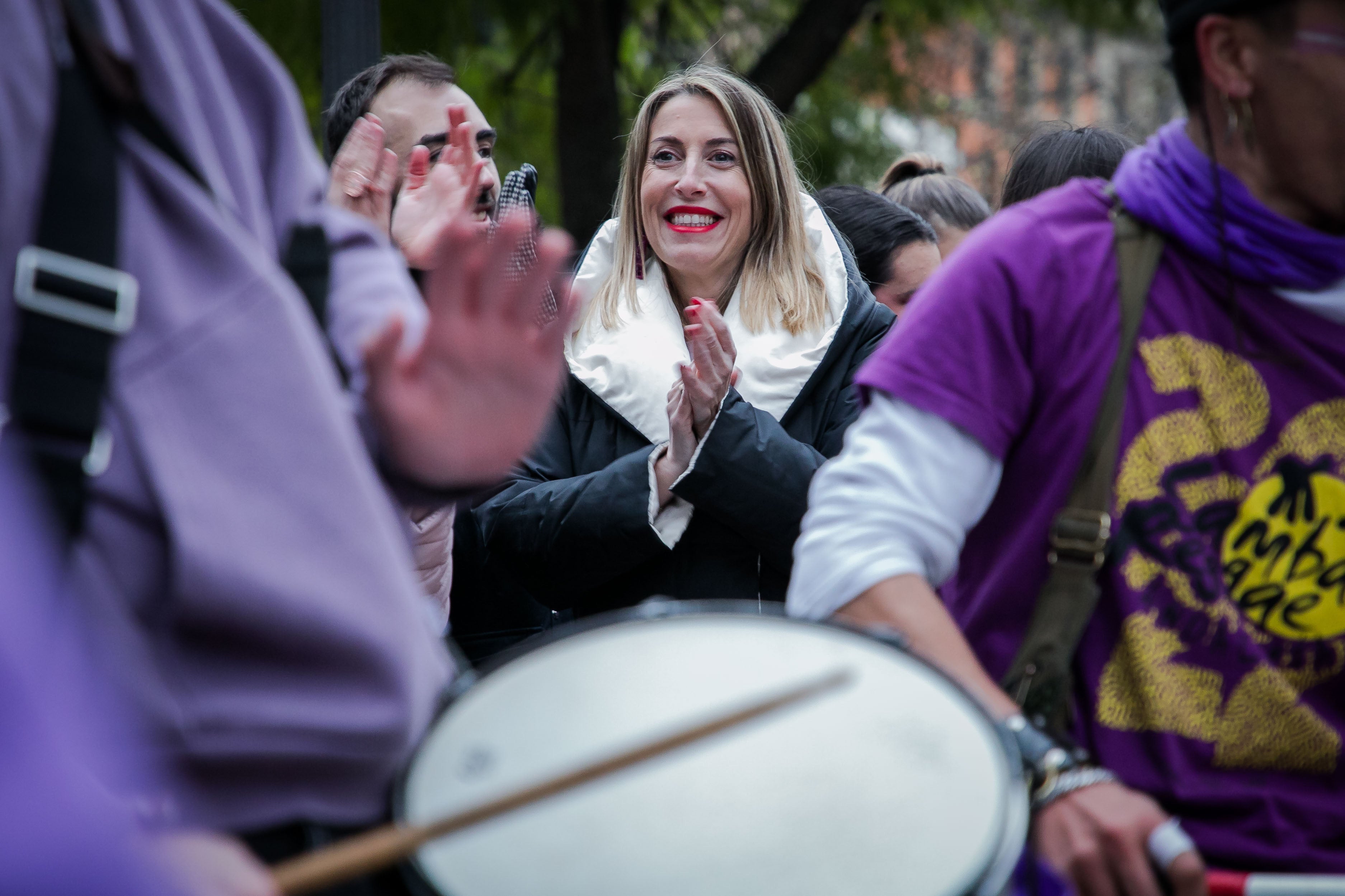 María Guardiola en la protesta de Cáceres.