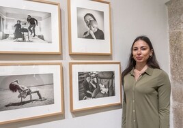 Anna Saura en la inauguración de la exposición sobre las fotografías de su padre esta mañana en Cáceres.
