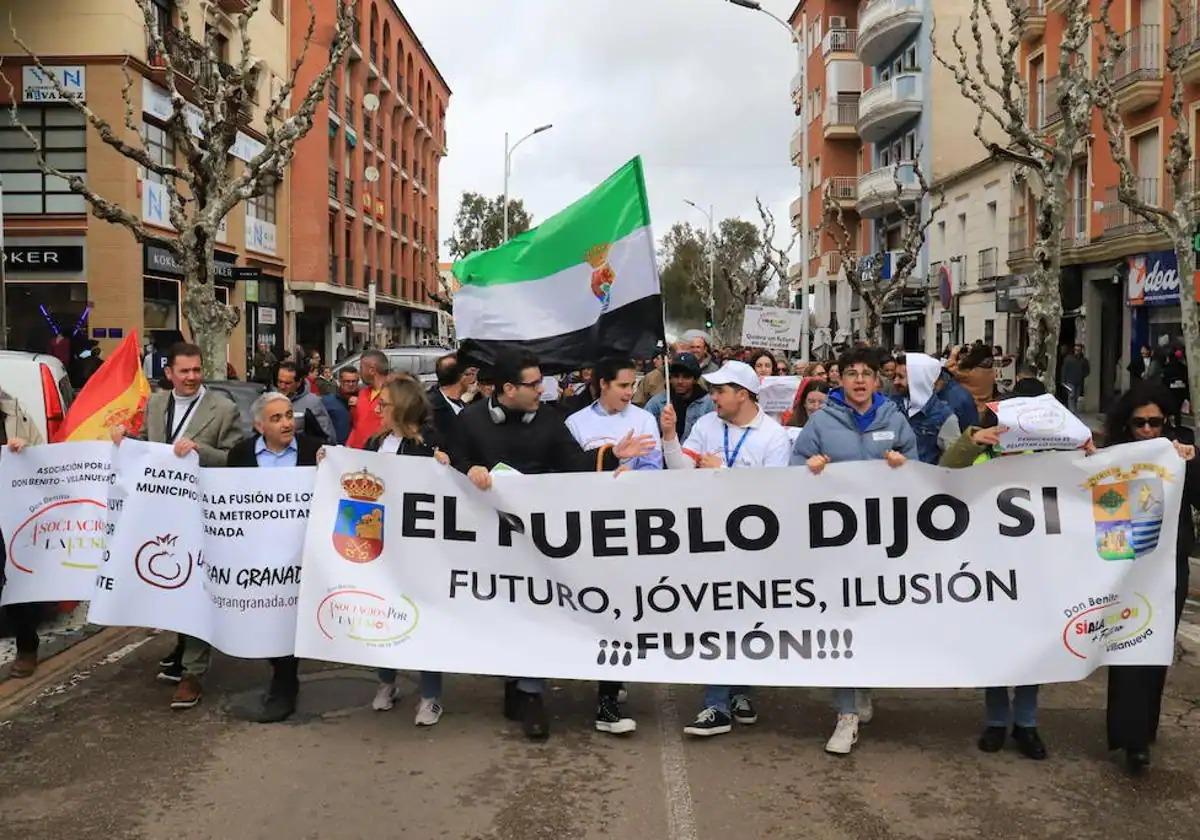 Manifestación a favor de la fusión que tuvo lugar a principios de marzo.