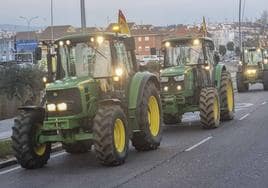 Tractores pasando por Mérida el pasado 6 de febrero, en plenas protestas agrarias.