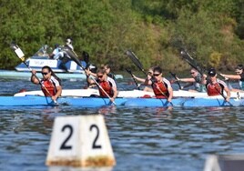 Teresa Tirado, Estefanía Fernández, Marta Figueroa y Celia Morales, en la regata del K4 del Iuxtanam.