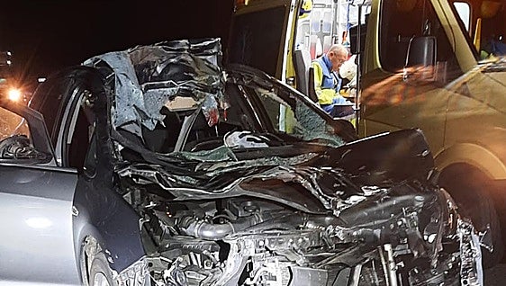Dos personas heridas al chocar con varios caballos sueltos en la A-66