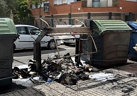El contenedor ha quedado completamente carbonizado.