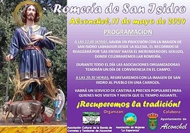 Cartel de la romería de San Isidro en Alconchel para este año.