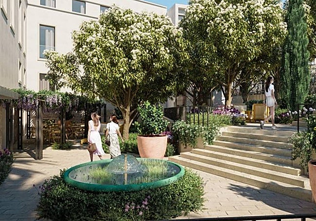 Recreación del jardín del hotel de Godoy, que tendrá acceso público desde la calle Zapatería.