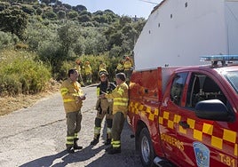 Un grupo de bomberos durante el operativo.