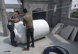 Imagen del proyecto de red de saneamiento que fue destruido por los bombardeos.