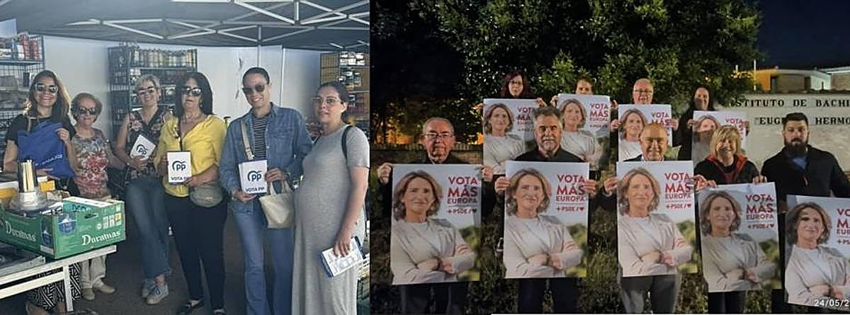Uuno de los actos en los mercadillos del PP. Comienzo de la pegada de carteles de lPSOE.