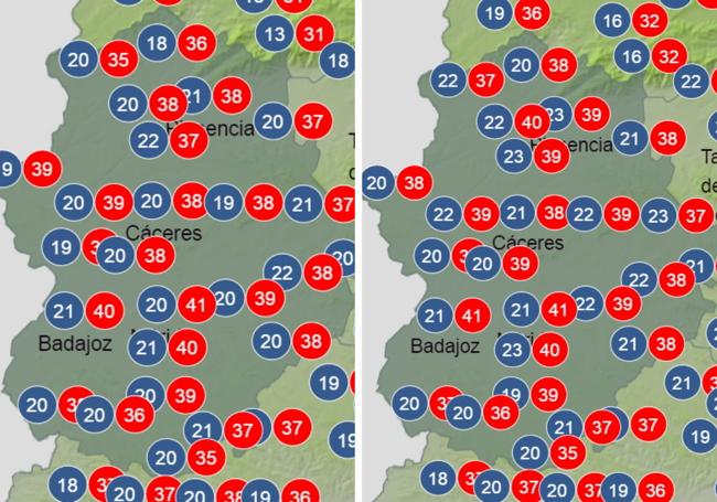 Temperatura prevista para el jueves y el viernes de la próxima semana.