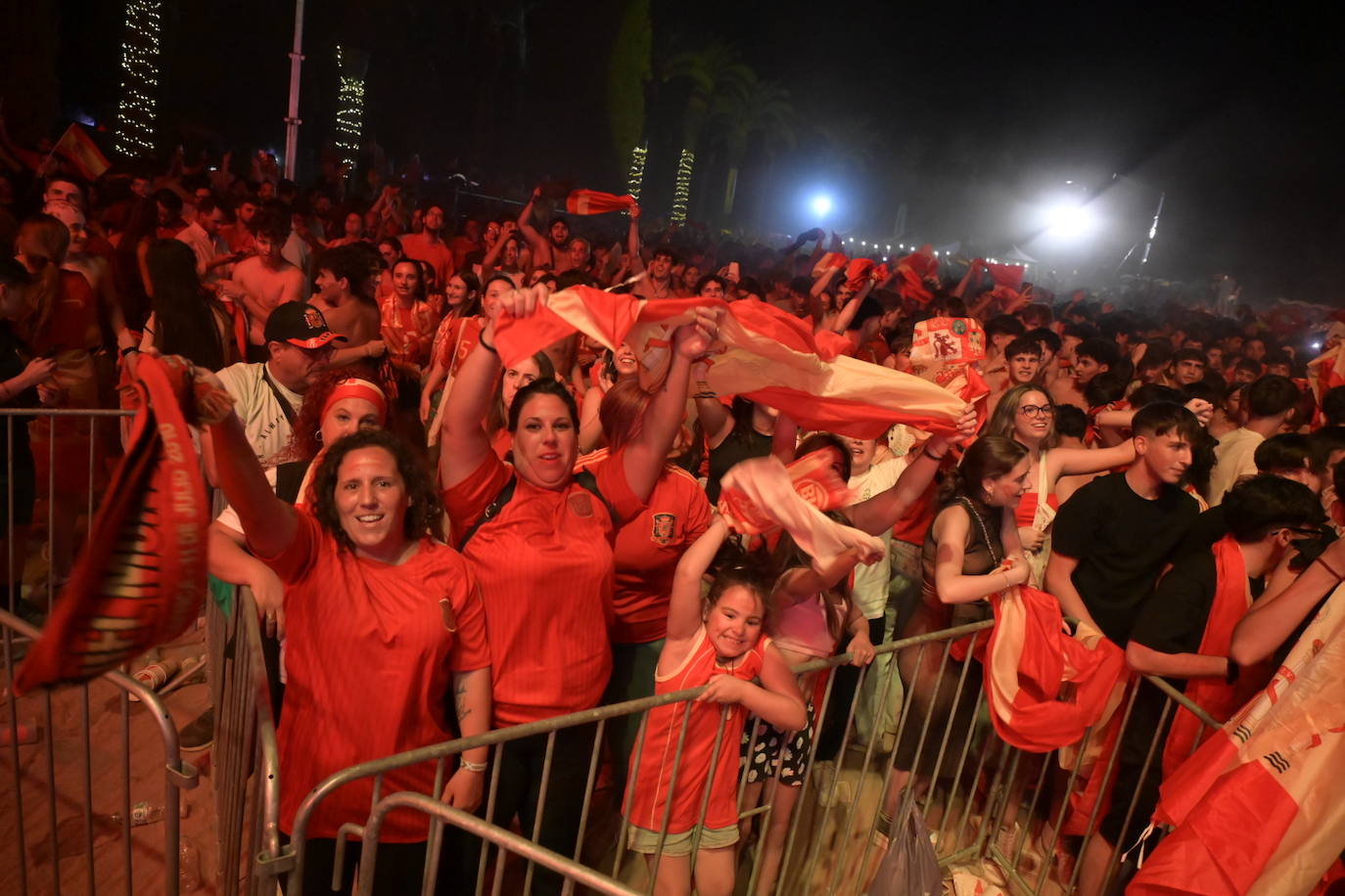 Celebración de la victoria de España en Badajoz