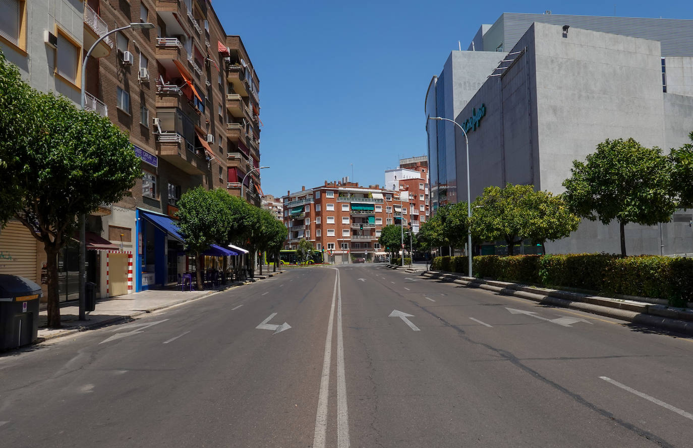 Calles vacías en Badajoz en la tarde de este martes.