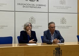 Leire Iglesias, directora general del Sepes, y José Luis Quintana, delegado del Gobierno en Extremadura.