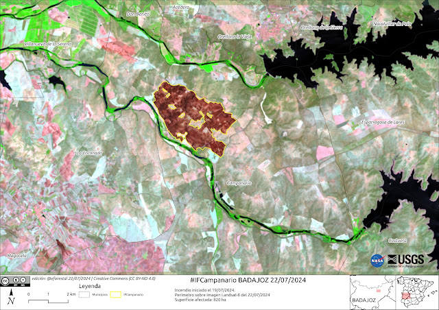 Perímetro sobre imagen Landsat-8 del día 22/07/2024