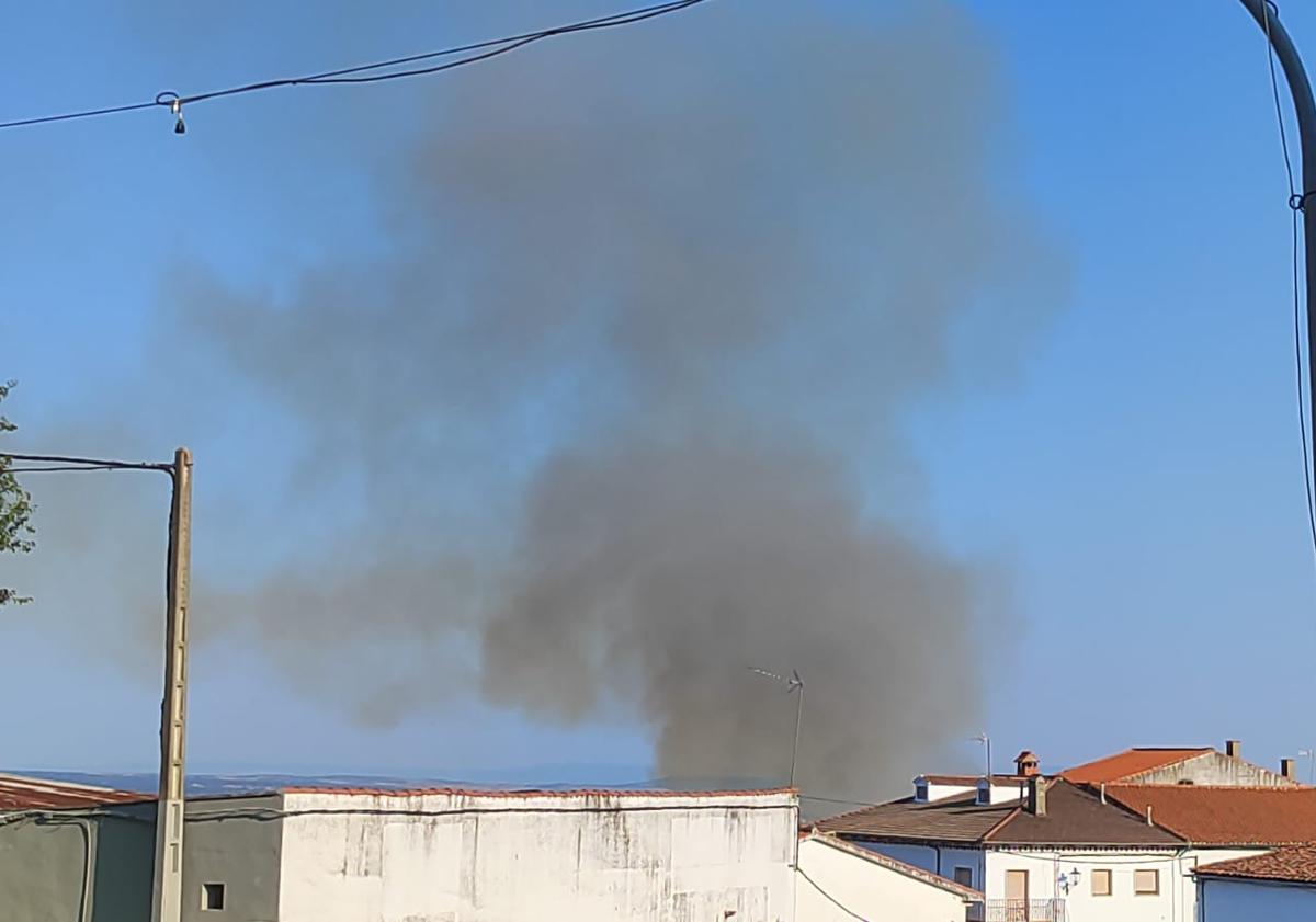 Imagen principal - Fuego en Perales del Puerto.