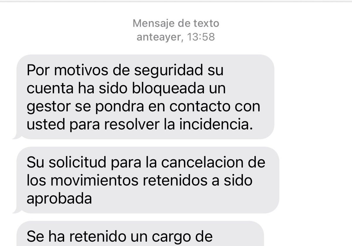 Cadena de sms enviados por el delincuente.