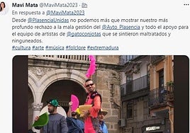 Mavi Mata, portavoz de Unidas Podemos, se quejó en redes sociales del trato al Gato con Jotas.