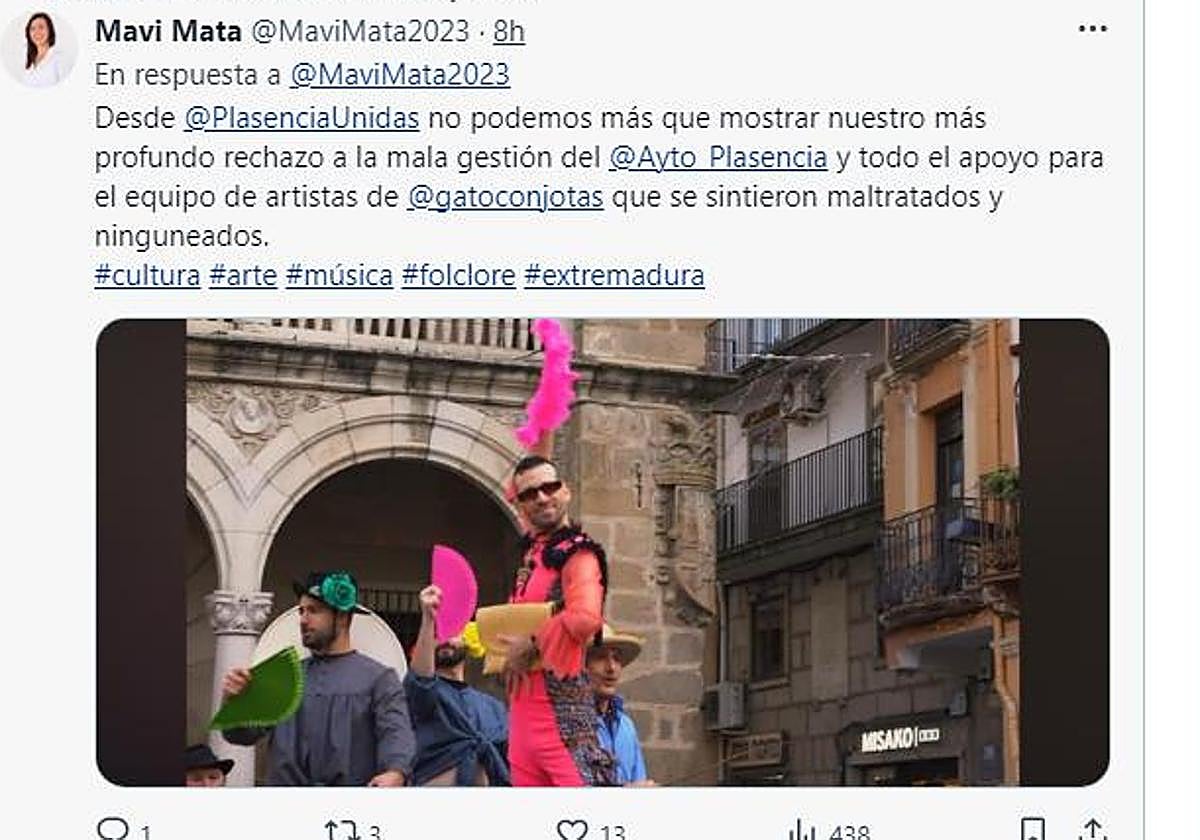 Mavi Mata, portavoz de Unidas Podemos, se quejó en redes sociales del trato al Gato con Jotas.