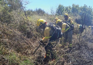 Medios aéreos y terrestres trabajan en un incendio en el Valle del Jerte